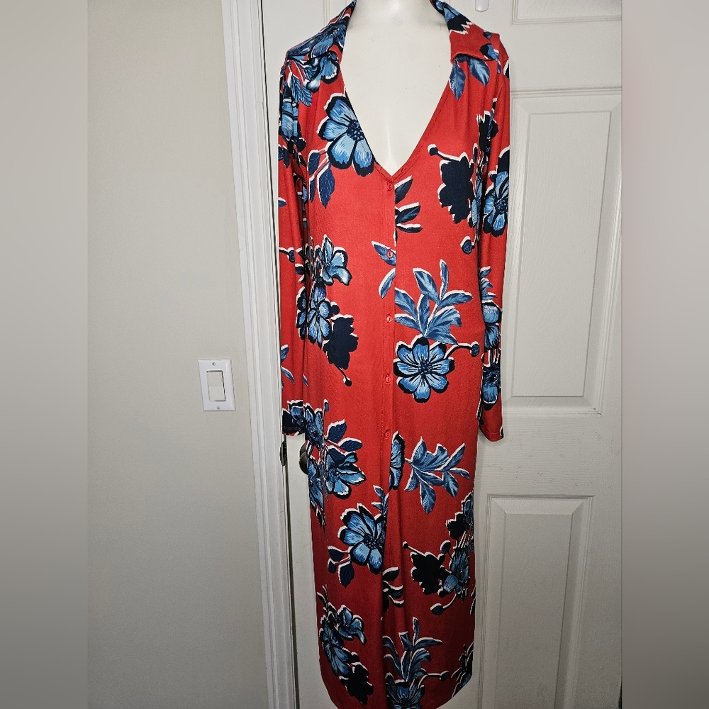 Zara Women's Button Down Long Sleeved Stretch Dress Size Small